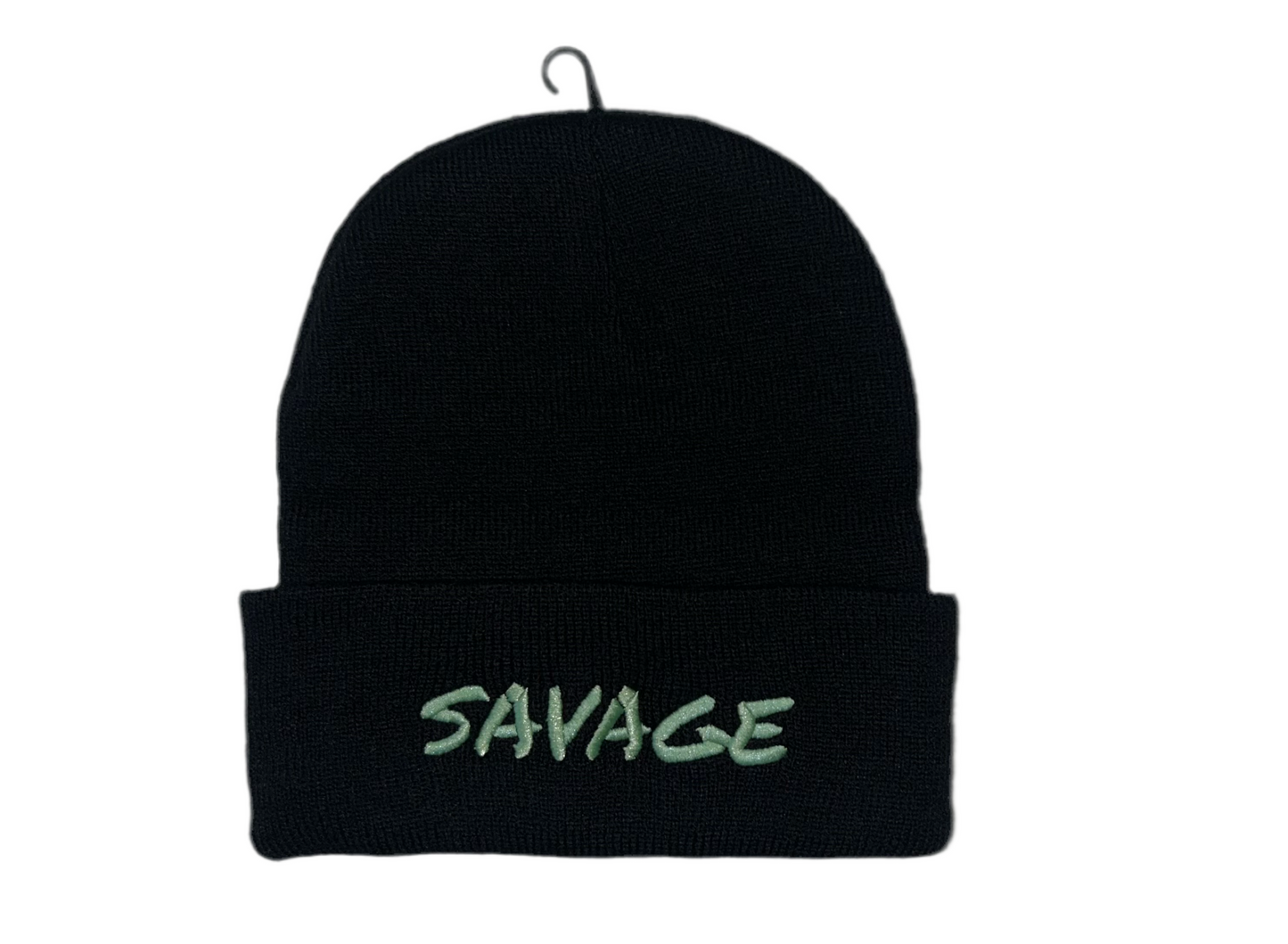 Lime green embroidered savage beanie