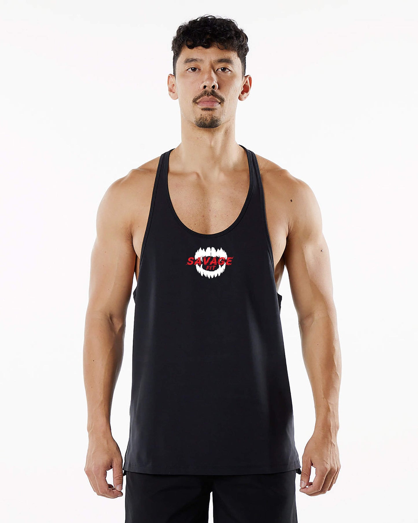 Savage- Mens tank top SF logo teeth.