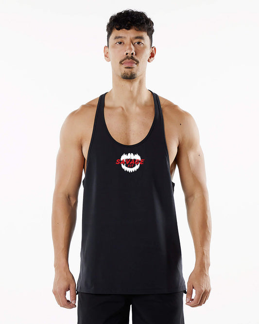 Savage- Mens tank top SF logo teeth.